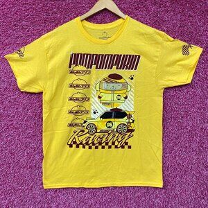 Sanrio Pompompurin Racing Kawaii Print T-Shirt Large